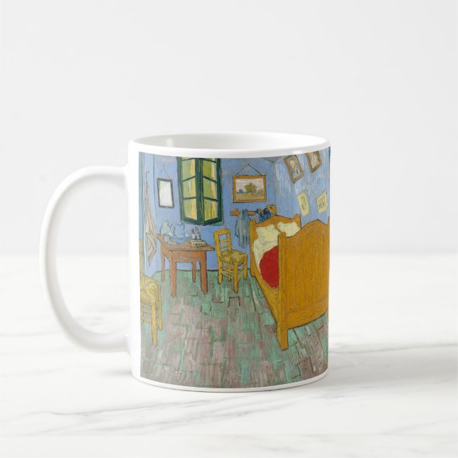 Van Gogh Sovrum i Arles - Klassisk gul & blå Kaffemugg (Vänster)