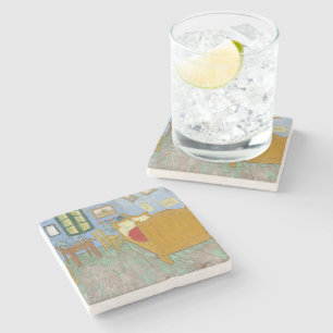 Van Gogh Sovrum i Arles - Klassisk Gul & Blå Stenunderlägg
