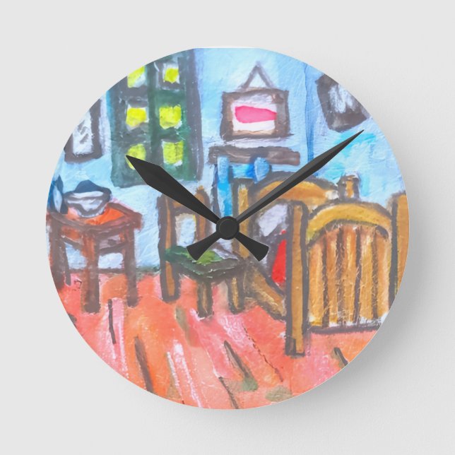 Van Gogh sovrum mini Rund Klocka (Framsida)
