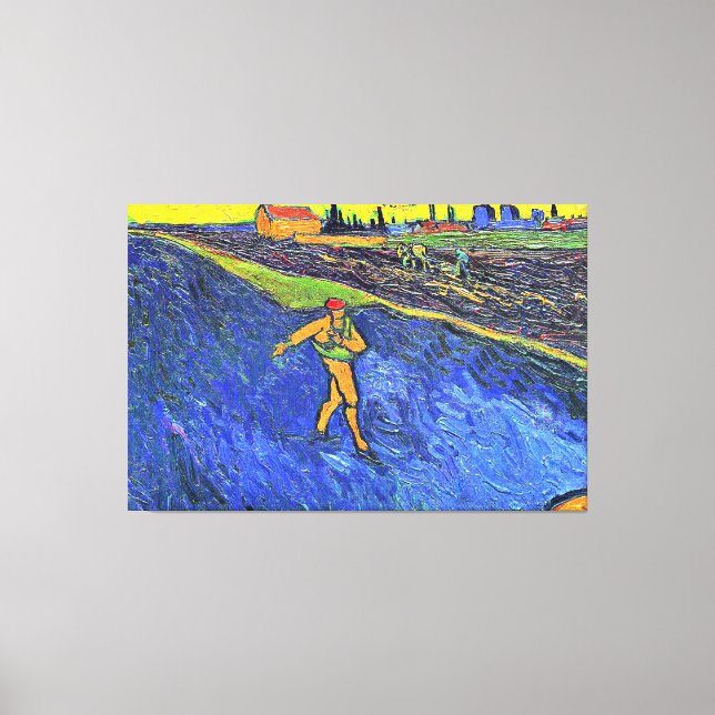 Van Gogh - Sower, berömd-målning, Canvastryck (Framsida)