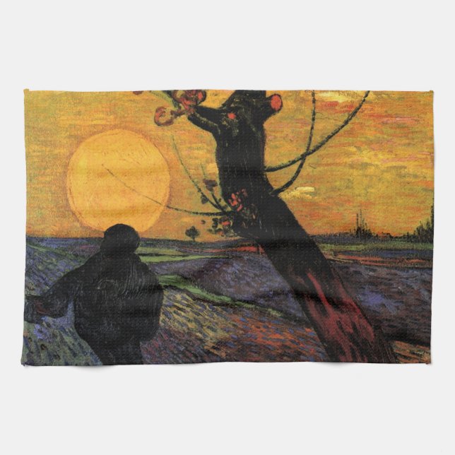 Van Gogh, Sower, Vintage Peasant Farmer Kökshandduk (Horisontell)