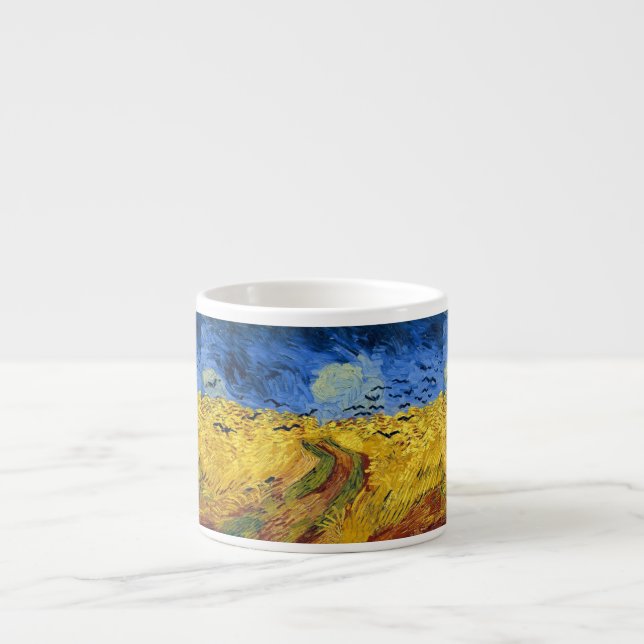 Van Gogh Spannmål fält impressionistisk Målning Espressomugg (Framsidan)
