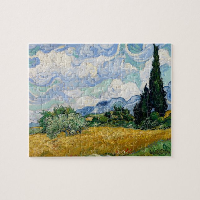 Van Gogh Spannmål fält med Cypressträd Pussel (Horisontell)