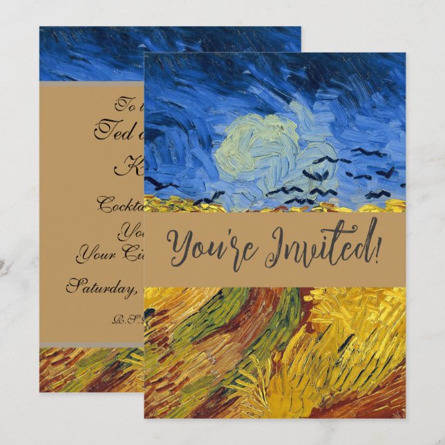 Van Gogh Spannmålsfält impressionistisk Målning Inbjudningar (Fram/baksida)