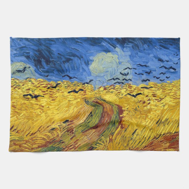 Van Gogh Spannmålsfält impressionistisk målning Kökshandduk (Horisontell)