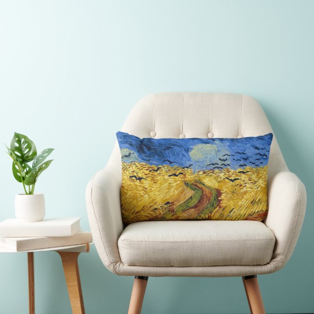 Van Gogh Spannmålsfält impressionistisk Målning Lumbarkudde (Stol)