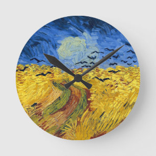 Van Gogh Spannmålsfält impressionistisk Målning Rund Klocka