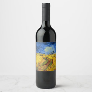 Van Gogh Spannmålsfält impressionistisk Målning Vinflaska Etikett