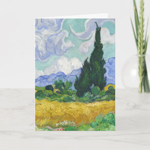 Van Gogh Spannmålsfält med cypresser Konst Kort