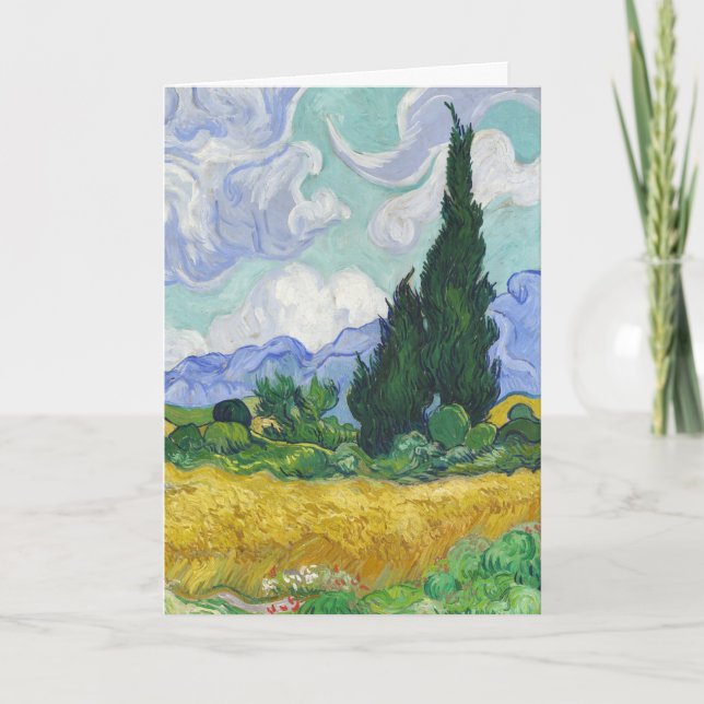 Van Gogh Spannmålsfält med cypresser Konst Kort (Framsida)