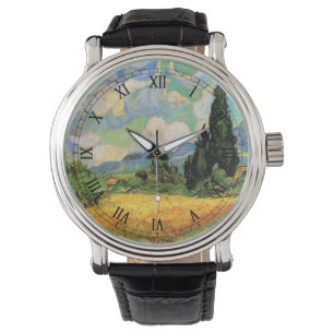 Van Gogh Spannmålsfält med cypresser vid Haute Gal Armbandsur