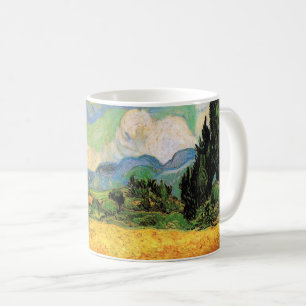 Van Gogh Spannmålsfält med cypresser vid Haute Gal Kaffemugg