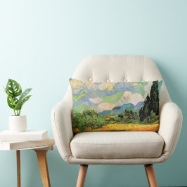 Van Gogh Spannmålsfält med cypresser vid Haute Gal Lumbarkudde