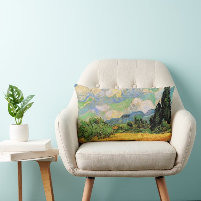 Van Gogh Spannmålsfält med cypresser vid Haute Gal Lumbarkudde (Stol)