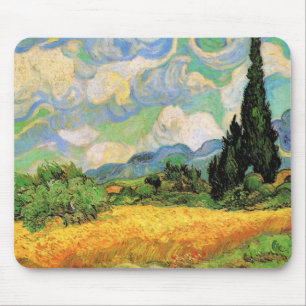 Van Gogh Spannmålsfält med cypresser vid Haute Gal Musmatta