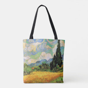 Van Gogh Spannmålsfält med cypresser vid Haute Gal Tygkasse