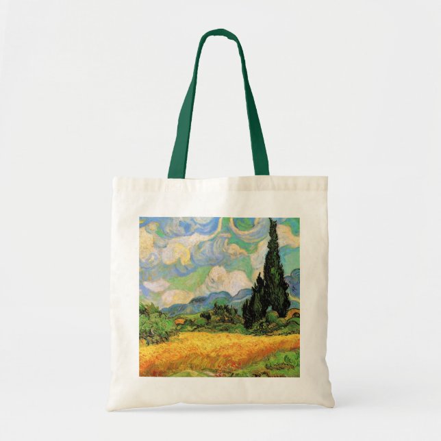 Van Gogh Spannmålsfält med cypresser vid Haute Gal Tygkasse (Framsidan)