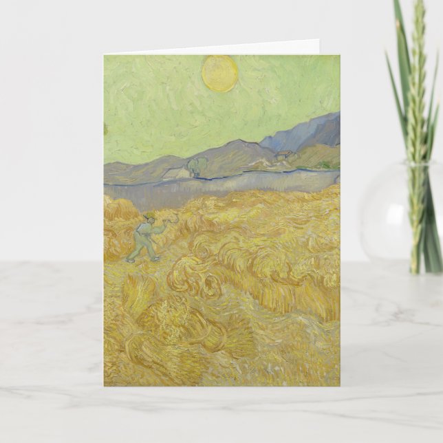 Van Gogh Spannmålsfält med Skördare - Gyllene Sol Kort (Framsida)