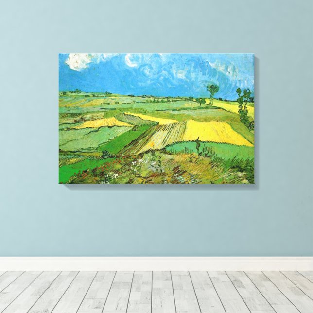 Van Gogh Spannmålsgårdar i Auvers under mulen himm Canvastryck (Insitu (trägolv))