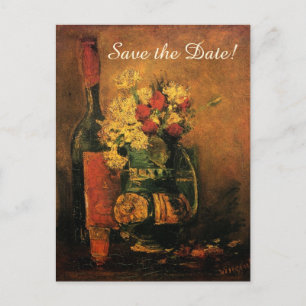 Van Gogh Spara datum med blommor och vin! Meddelande Vykort