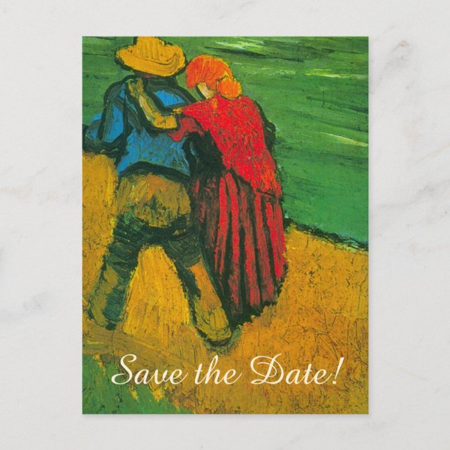 Van Gogh Spara datumet! Två älskande Meddelande Vykort (Framsida)
