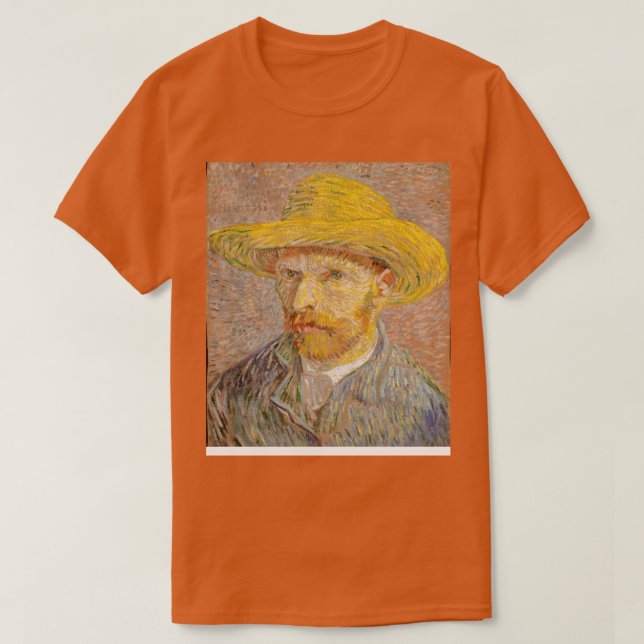 Van Gogh SPortrait med en straw Hat T Shirt (Design framsida)