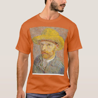 Van Gogh SPortrait med en straw Hat T Shirt