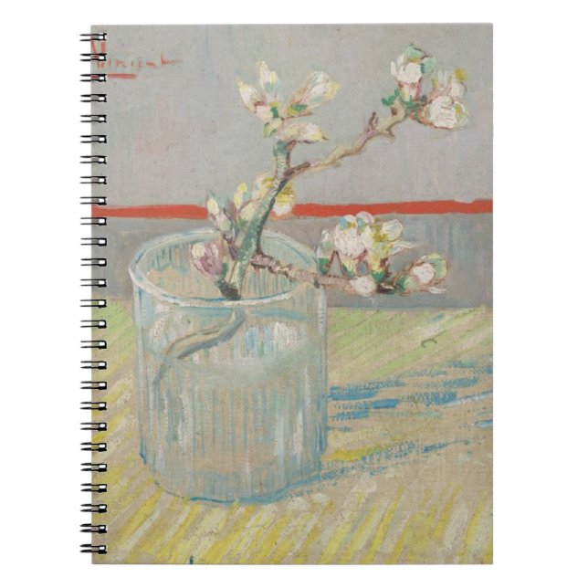 van Gogh - Sprig of Blommar Almond in a glass Anteckningsbok (Framsidan)
