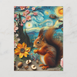 Van Gogh Squirrel Collage Vykort