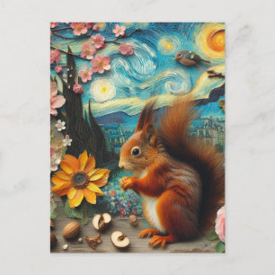 Van Gogh Squirrel Collage Vykort
