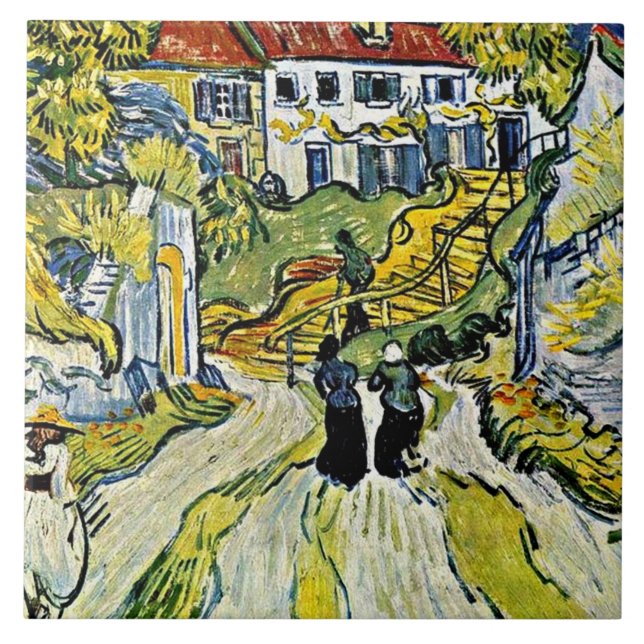 Van Gogh - Stairway på Auvers Kakelplatta (Framsidan)