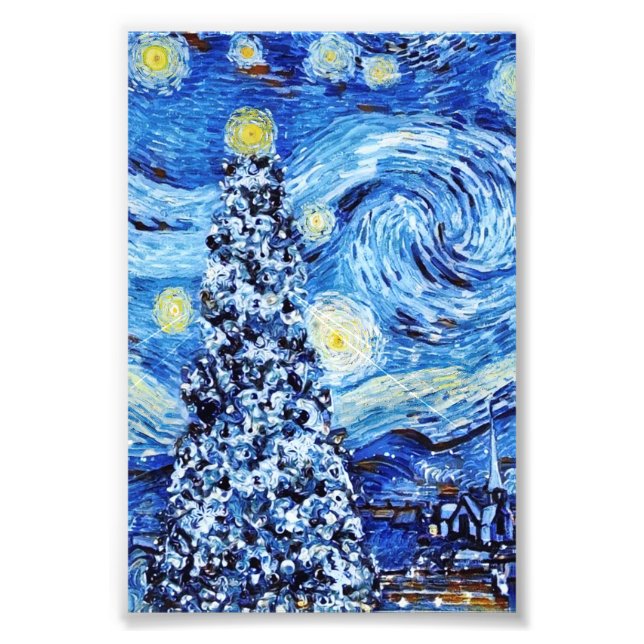Van Gogh - Stärkelsenatten - Vit jul Fototryck (Framsidan)