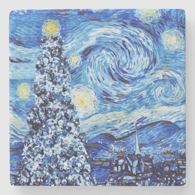 Van Gogh - Stärkelsenatten - Vit jul Stenunderlägg (Framsidan)