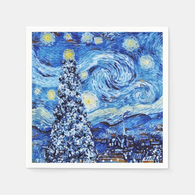 Van Gogh - Stärkelsenatten - Vit julnapk Pappersservett (Framsidan)