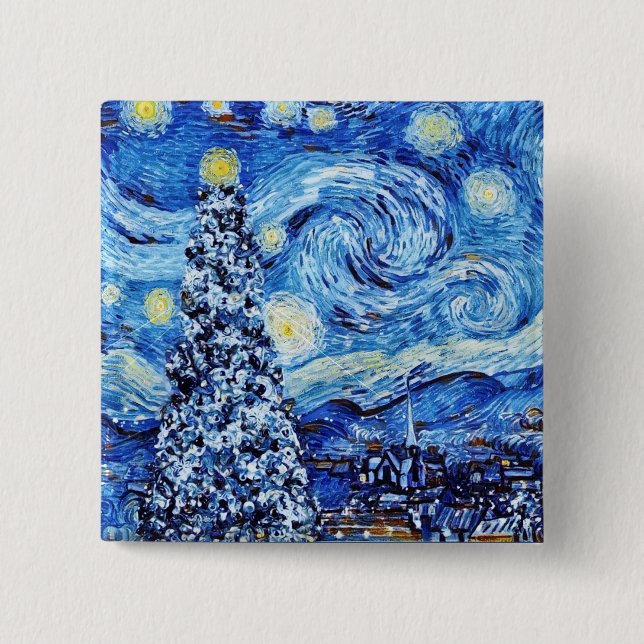 Van Gogh - Starrinatten - Vit julklapp Knapp (Framsida)