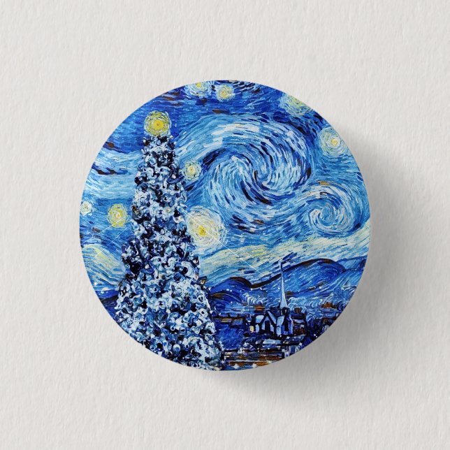 Van Gogh - Starrinatten - Vit julklapp Knapp (Framsida)