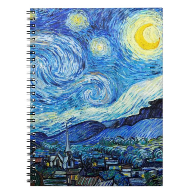 Van Gogh Starry Natt Art Writing Notebook Anteckningsbok (Framsidan)