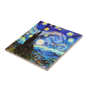 Van Gogh Starry Natt Fine Art Kakelplatta