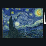 Van Gogh Starry Natt Hälsningskort<br><div class="desc">Om Starry Night\ är en målning av den nederländske postimponerande konstnären Vincent van Gogh. Målaren skildrar vyn utanför sitt sanitariumfönster på natten, även om den målades från minnet under dagen. Sedan 1941 har det varit i den permanenta samlingen av museet för modern konst i New York City. Reproducerad ofta hyllas...</div>