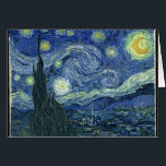 Van Gogh Starry Natt Hälsningskort<br><div class="desc">Om Starry Night\ är en målning av den nederländske postimponerande konstnären Vincent van Gogh. Målaren skildrar vyn utanför sitt sanitariumfönster på natten, även om den målades från minnet under dagen. Sedan 1941 har det varit i den permanenta samlingen av museet för modern konst i New York City. Reproducerad ofta hyllas...</div>