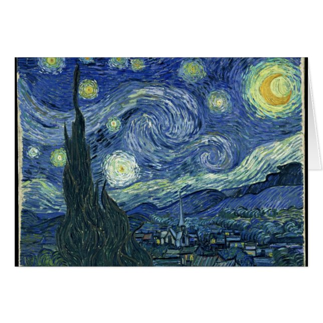 Van Gogh Starry Natt Hälsningskort (Framsidan Horizontal)