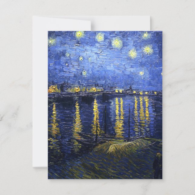 Van Gogh Starry Natt om Rheninbjudan Inbjudningar (Framsida)