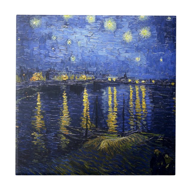 Van Gogh Starry Natt om Rhenplattan Kakelplatta (Framsidan)