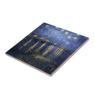 Van Gogh Starry Natt om Rhone Kakelplatta