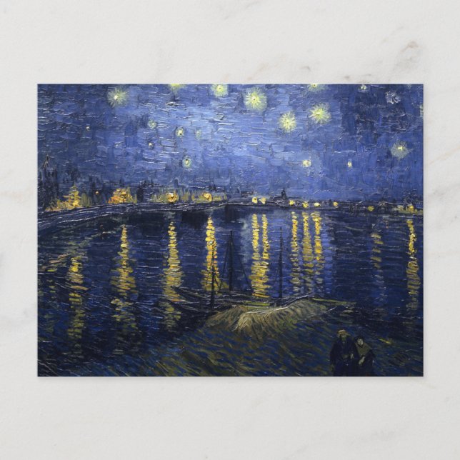 Van Gogh Starry Natt om Rhone Vykort (Framsida)