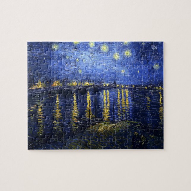 Van Gogh Starry natt över det Rhone pussel (Horisontell)