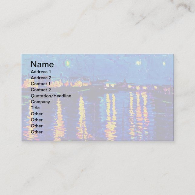 Van Gogh: Starry Natt over Rhone Pop Art Visitkort (Framsida)