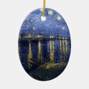 Van Gogh Starry natt över Rhonen Julgransprydnad Keramik
