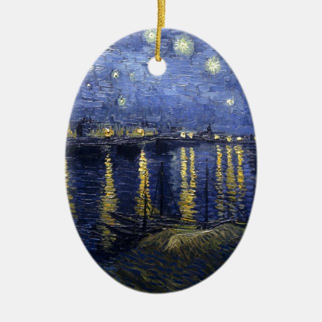 Van Gogh Starry natt över Rhonen Julgransprydnad Keramik (Framsidan)