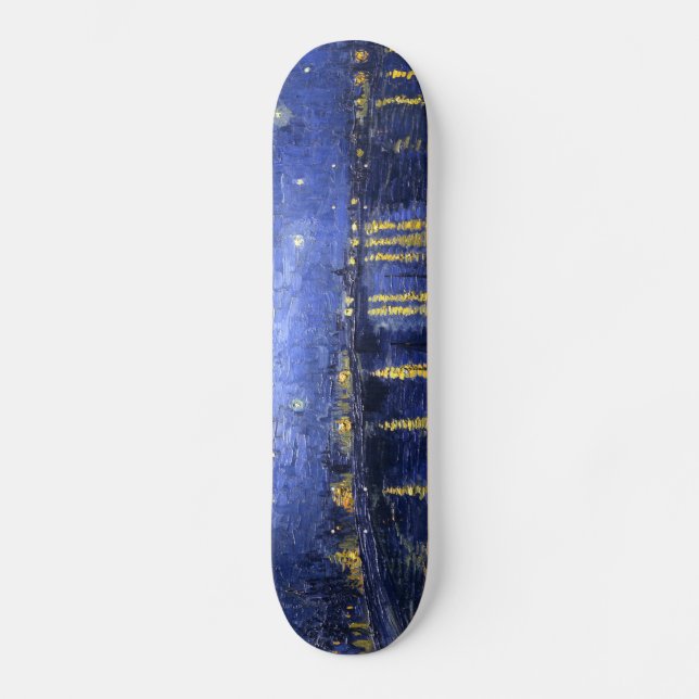 Van Gogh: Starry natt över Rhonen Mini Skateboard Bräda 18,5 Cm (Framsida)